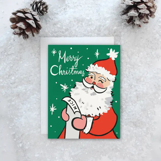 Retro Santa Card - Boxed Set of 8