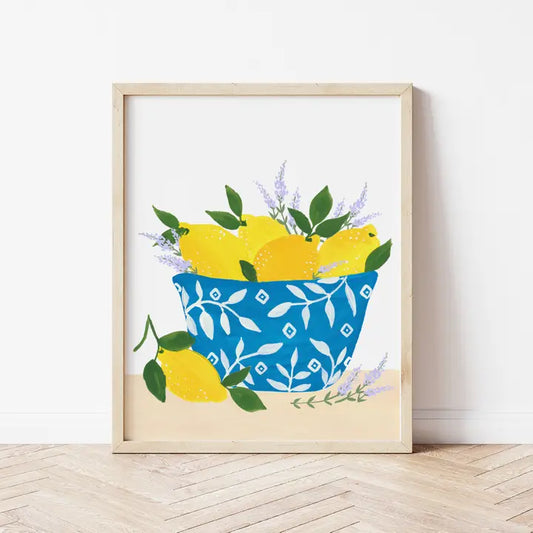 Bowl of Lemons and Lavender Art Print