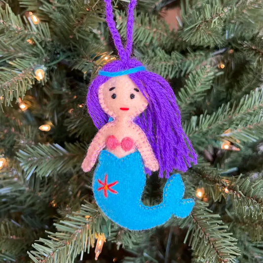 Mermaid Embroidered Wool Ornament