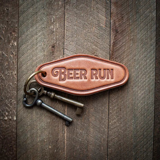Beer Run Leather Motel Style Keychain