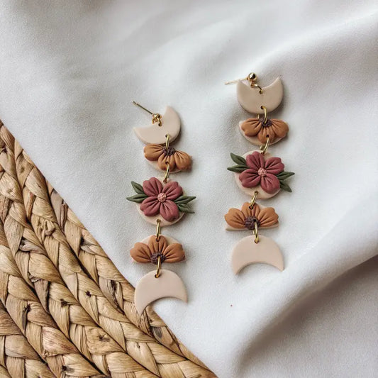 Fall Floral Moon Phase Earrings