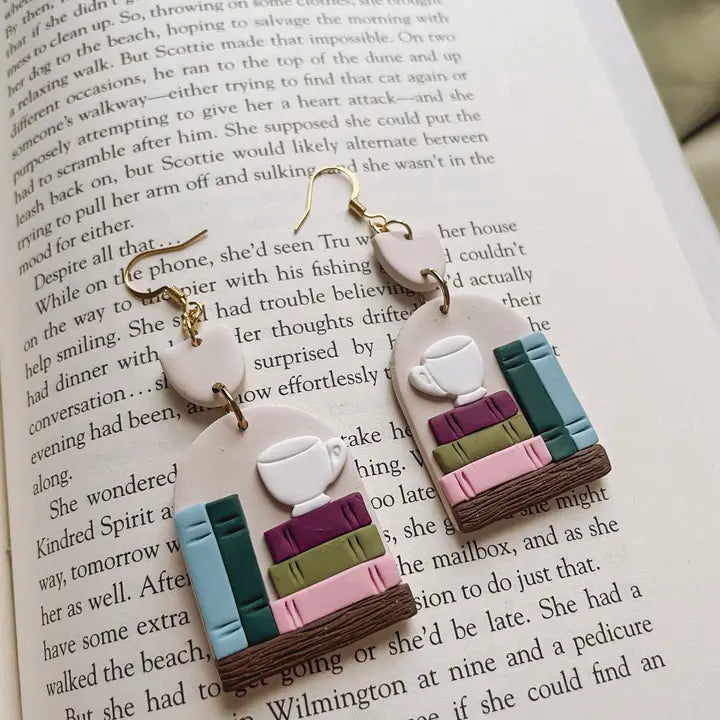 Coffee Shop Book Earrings