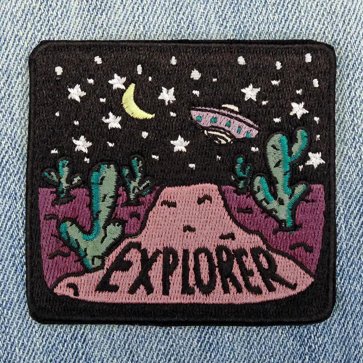 Desert Night UFO Stars Explorer Embroidered Iron-On Patch