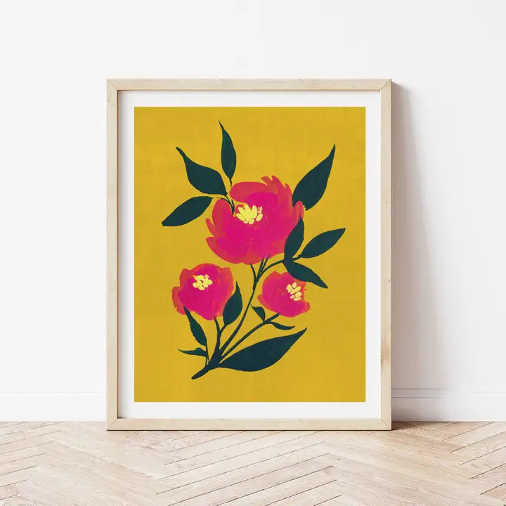 Pink Peony Fold Flower Watercolor Art Print