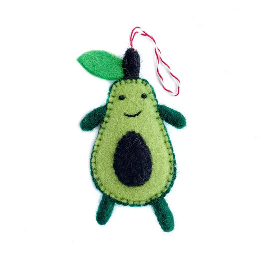 Smiling Avocado Wool Felt Ornament