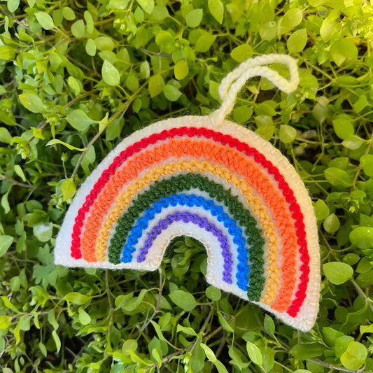 Rainbow Embroidered Wool Ornament