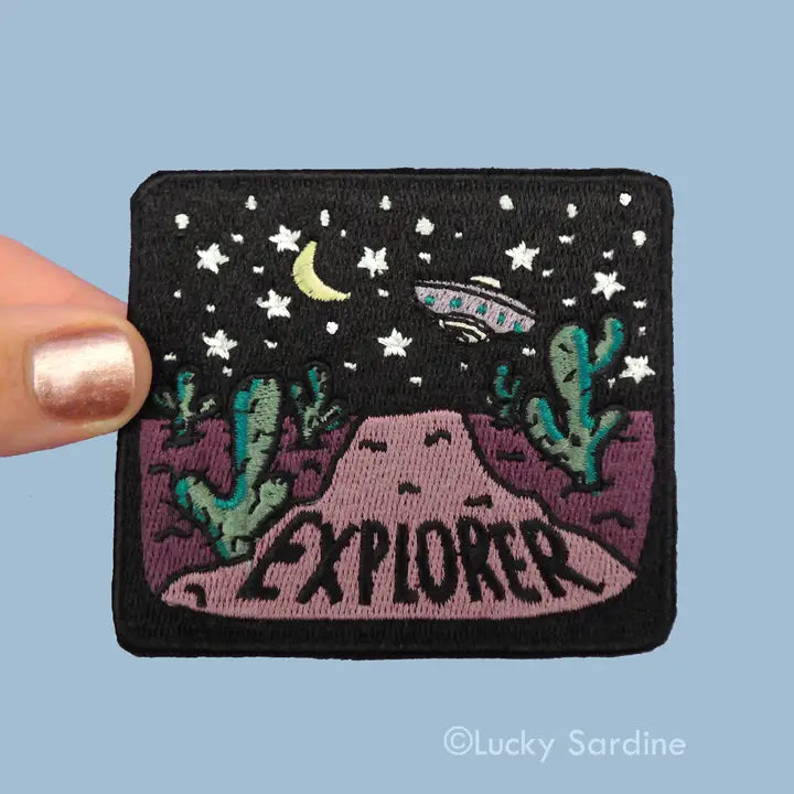 Desert Night UFO Stars Explorer Embroidered Iron-On Patch