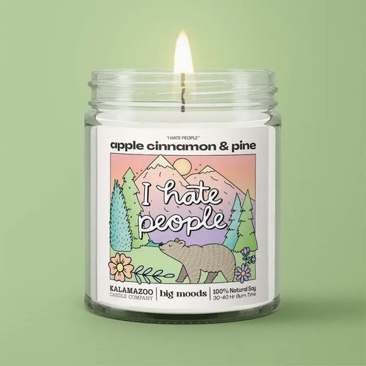 "I Hate People" Apple, Cinnamon, & Pine Candle