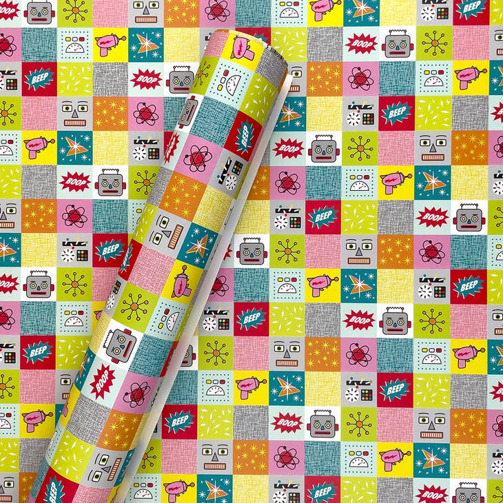 Robot Pattern Gift Wrap Sheet