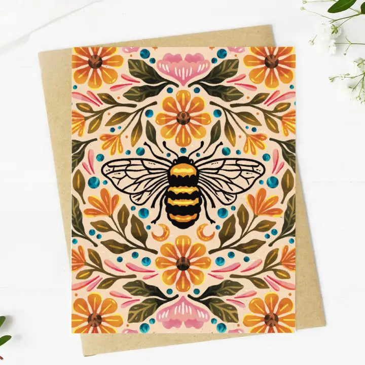 Floral Bee Greeting Card