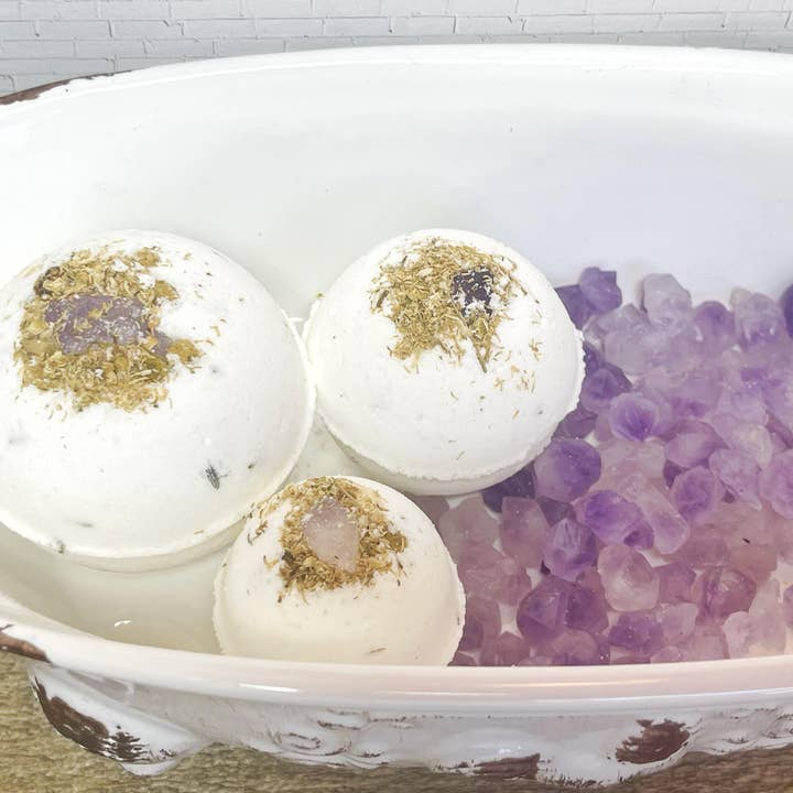 Amethyst & Chamomile Sleepytime Bath Bomb with Melatonin