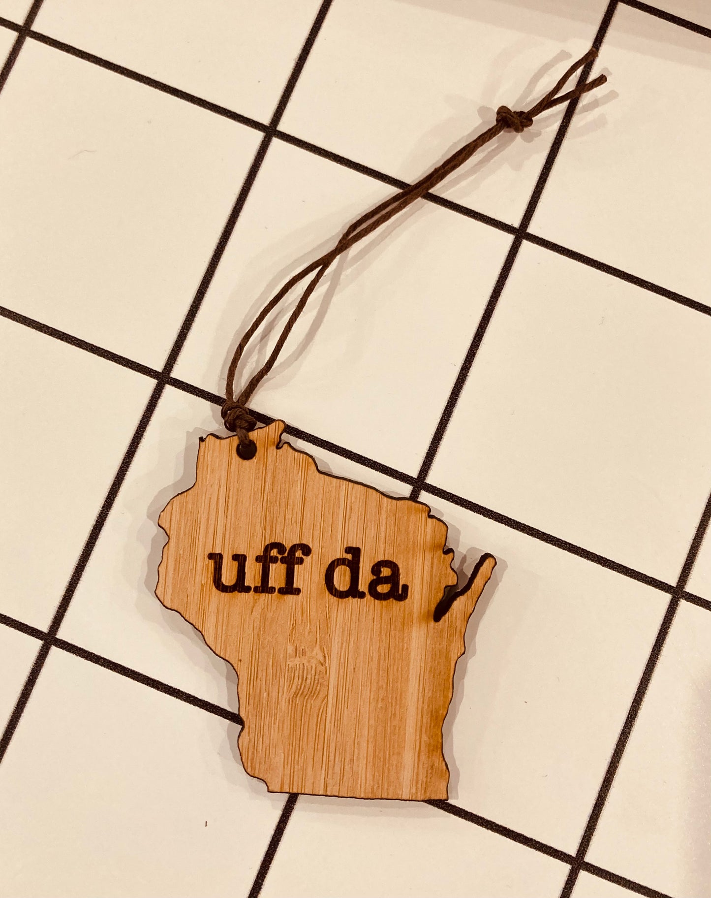 Uff Da Wisconsin Outline Ornament