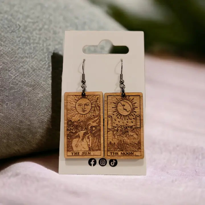 Sun & Moon Tarot Card Dangle Earrings