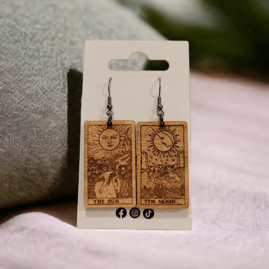 Sun & Moon Tarot Card Dangle Earrings