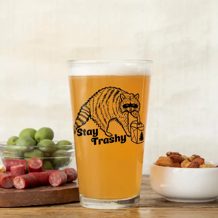 Stay Trashy Raccoon Pint Glass