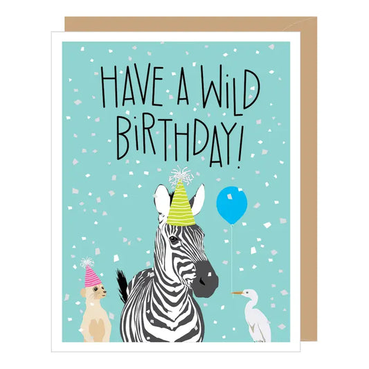 Wild Zebra Birthday Card