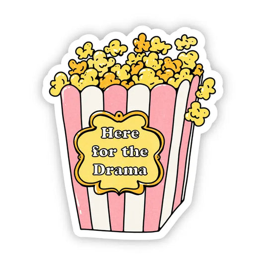 Here For The Drama Popcorn Sticker