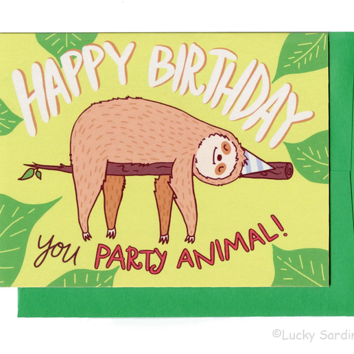 Sloth Party Animal Card